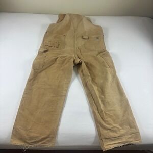 VTG Carhartt Mens 40x32 Tan Duck Canvas Bib Overalls Workwear Carpenter Pants